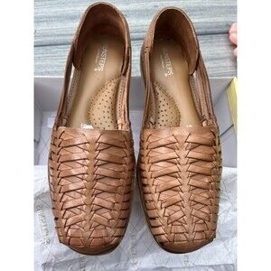 Sunsteps Hand Woven Capri Golden  Tan Women's Leather Loafers Size 8.5 NWB